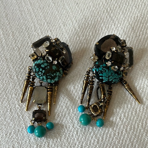Itadj Moini Rare vintage earings turquoise, and rhinestone - Picture 1 of 11